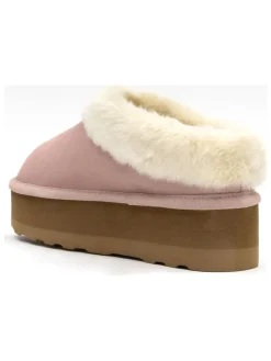 Leder-Hausschuhe in Rosa