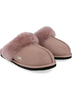 Leder-Hausschuhe in Rosa