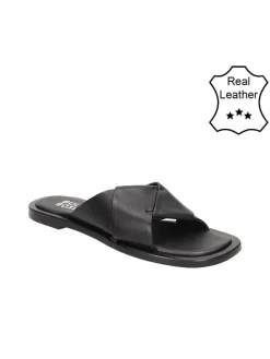 Leder-Hausschuhe in Schwarz