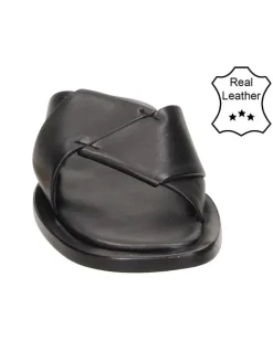 Leder-Hausschuhe in Schwarz