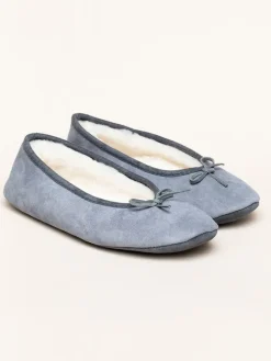Leder-Hausschuhe "Sabrina" in Blau