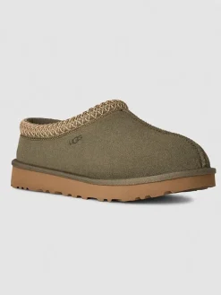 Leder-Hausschuhe "Tasman II" in Khaki