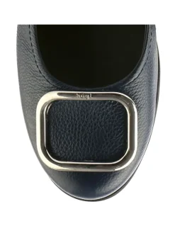 Leder-Keilballerinas in Schwarz