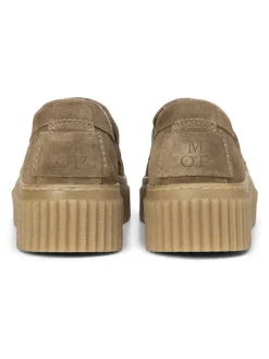 Leder-Keilmokassins in Taupe