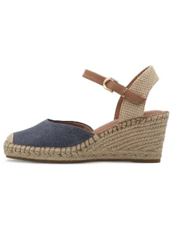 Leder-Keilpumps in Blau