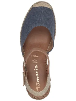 Leder-Keilpumps in Blau