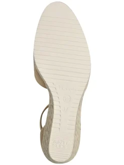 Leder-Keilpumps in Beige