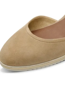 Leder-Keilpumps in Beige