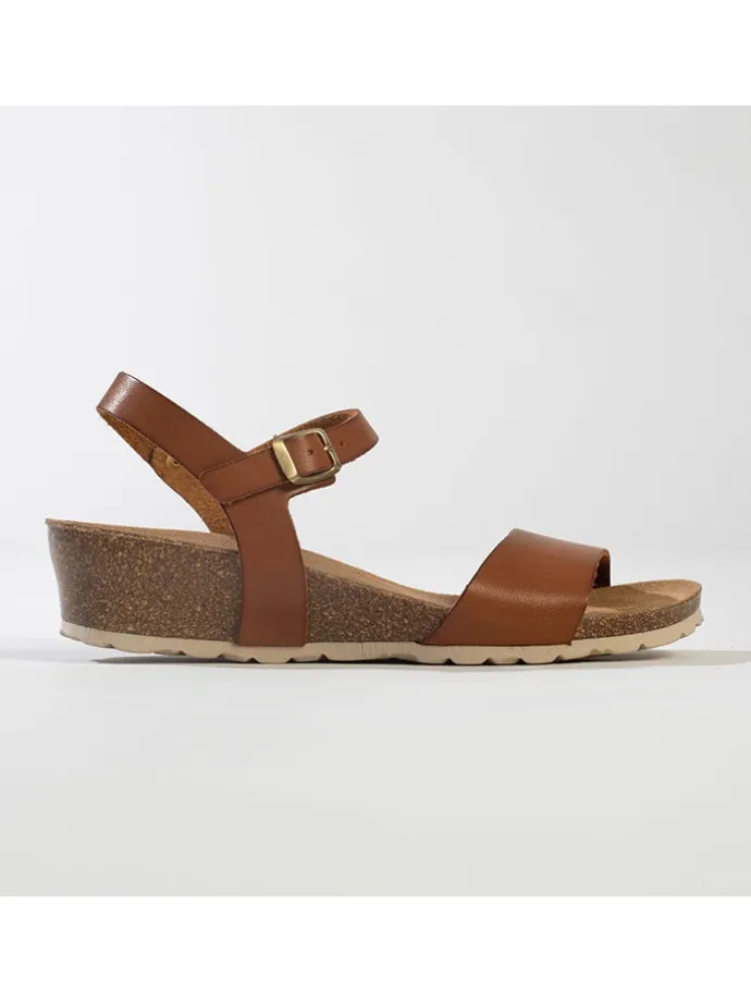 Leder-Keilsandaletten "Calabria" in Hellbraun