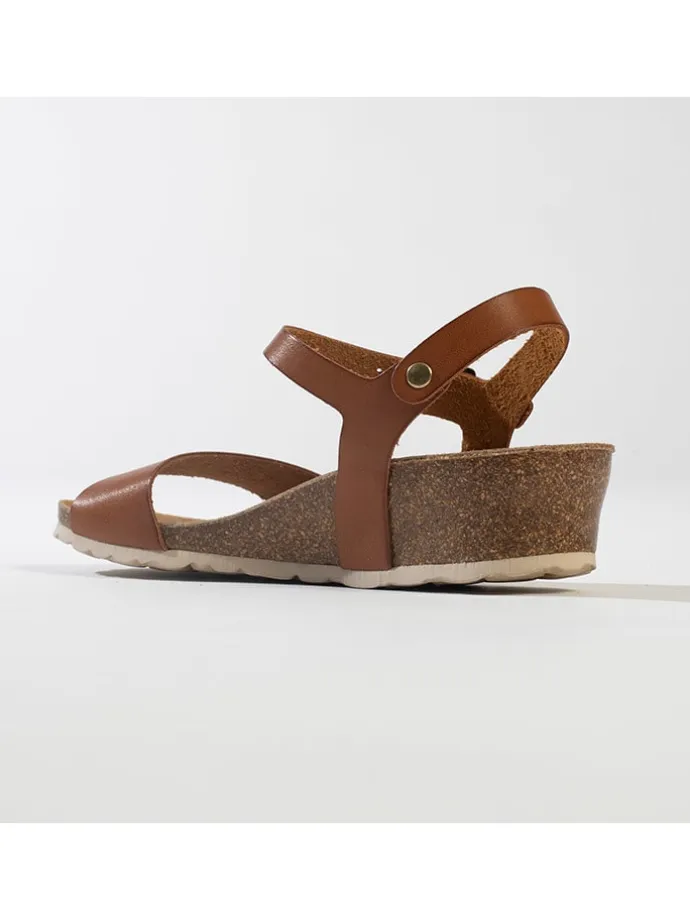 Leder-Keilsandaletten "Calabria" in Hellbraun