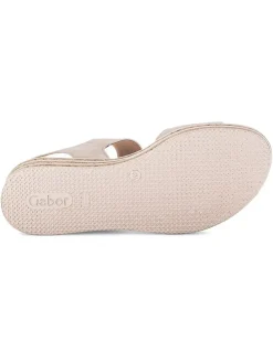 Leder-Keilsandaletten in Beige