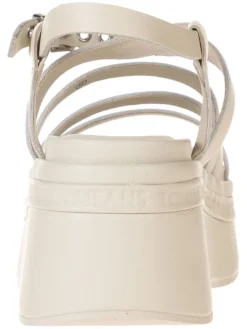 Leder-Keilsandaletten in Creme