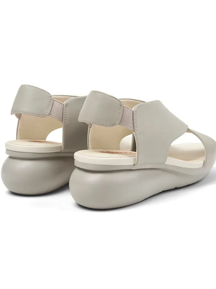 Leder-Keilsandaletten in Grau