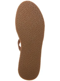 Leder-Keilsandaletten in Hellbraun