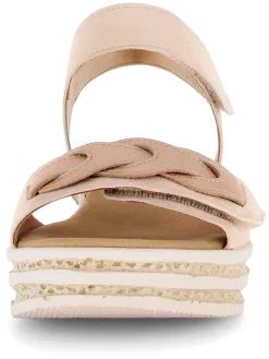 Leder-Keilsandaletten in Rosa