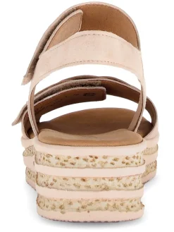 Leder-Keilsandaletten in Rosa