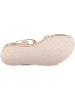 Leder-Keilsandaletten in Rosa