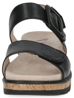 Leder-Keilsandaletten in Schwarz