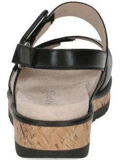 Leder-Keilsandaletten in Schwarz