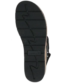 Leder-Keilsandaletten in Schwarz