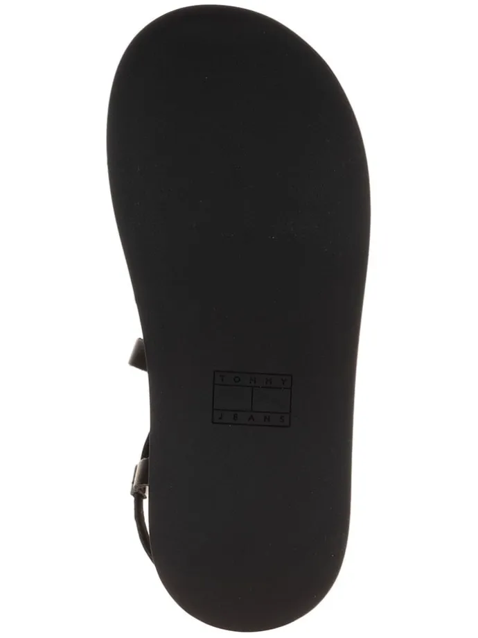 Leder-Keilsandaletten in Schwarz