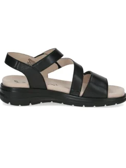 Leder-Keilsandaletten in Schwarz