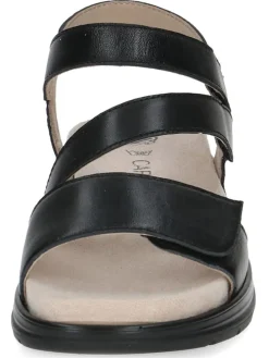 Leder-Keilsandaletten in Schwarz