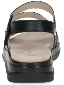 Leder-Keilsandaletten in Schwarz