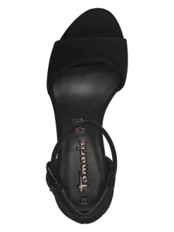 Leder-Keilsandaletten in Schwarz