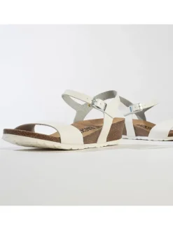 Leder-Keilsandaletten in Weiß