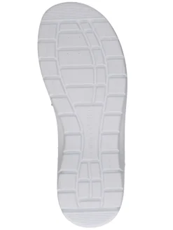 Leder-Keilsandaletten in Weiß/ Silber