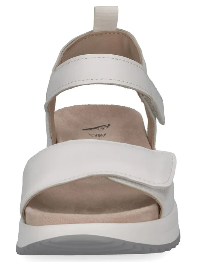 Leder-Keilsandaletten in Weiß