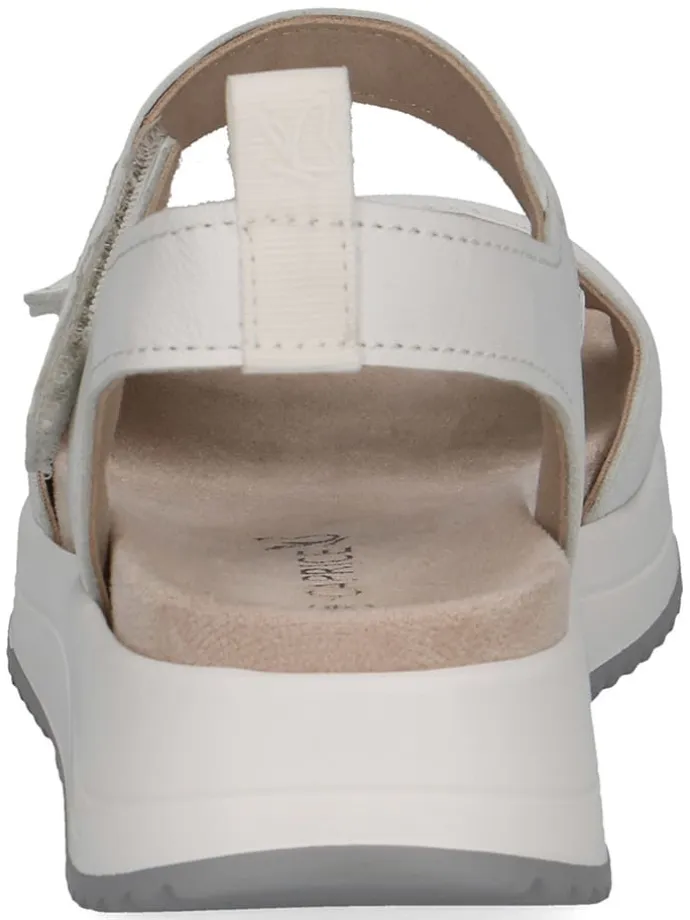 Leder-Keilsandaletten in Weiß