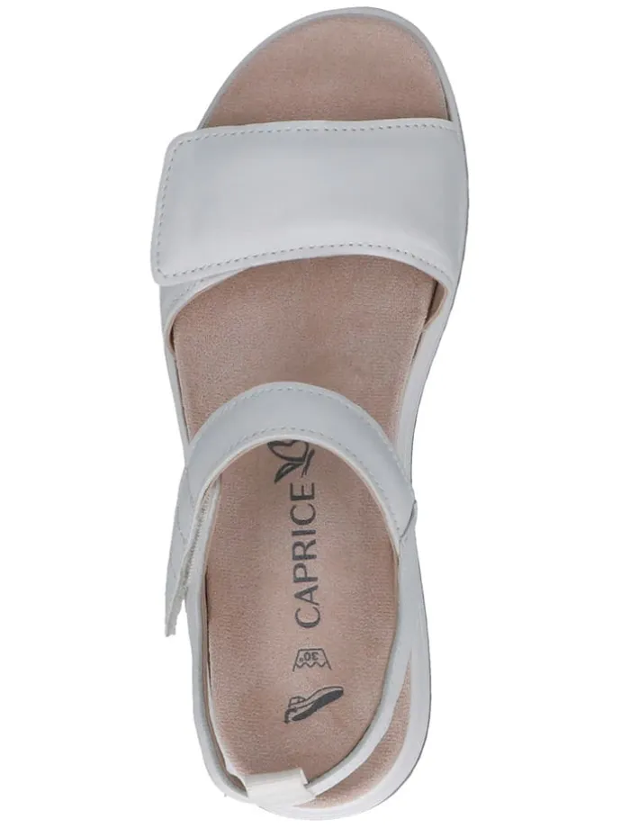 Leder-Keilsandaletten in Weiß