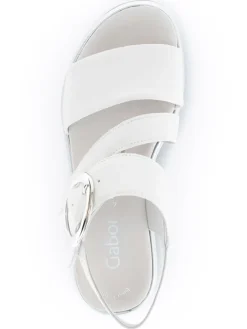 Leder-Keilsandaletten in Weiß