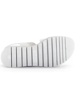 Leder-Keilsandaletten in Weiß