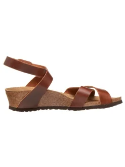 Leder-Keilsandaletten "Lola" in Braun - Weite S