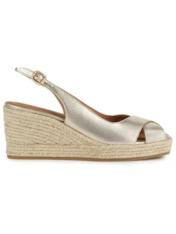 Leder-Keilsandaletten "Panarea" in Gold