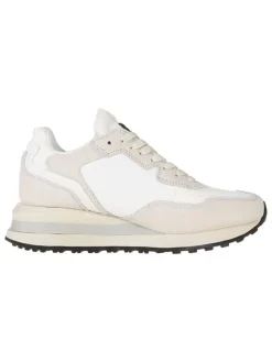 Leder-Keilsneakers in Weiß/ Beige