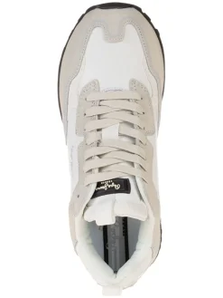 Leder-Keilsneakers in Weiß/ Beige