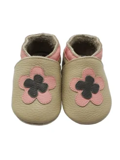 Leder-Krabbelschuhe "Florid" in Hellbraun