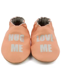 Leder-Krabbelschuhe "Stay Home Veg" in Rosa