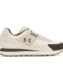 Leder-Laufschuhe in Beige/ Khaki