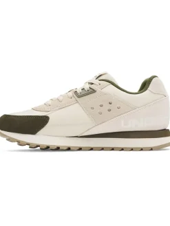 Leder-Laufschuhe in Beige/ Khaki