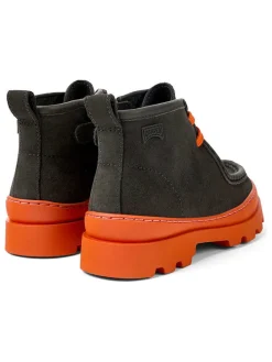 Leder-Mokassins in Anthrazit/ Orange