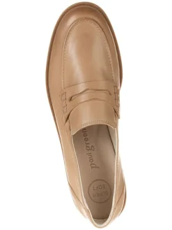 Leder-Mokassins in Beige