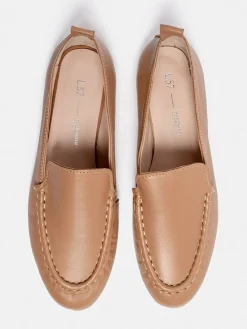 Leder-Mokassins in Beige