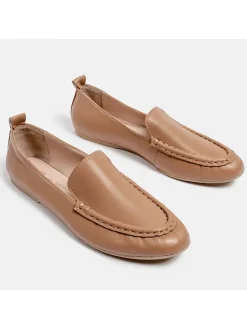 Leder-Mokassins in Beige