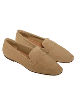 Leder-Mokassins in Beige