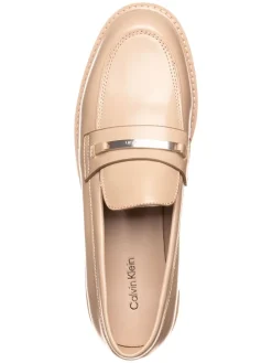 Leder-Mokassins in Beige